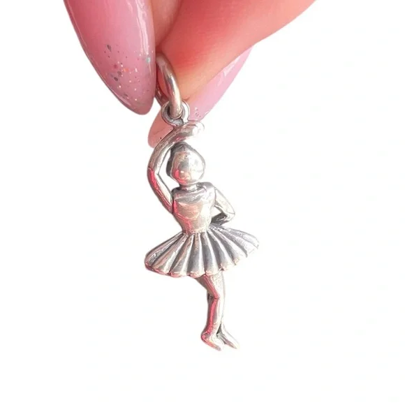 New Solid Sterling Silver Ballet Dancer Charm/Pendant - Picture 2 of 4